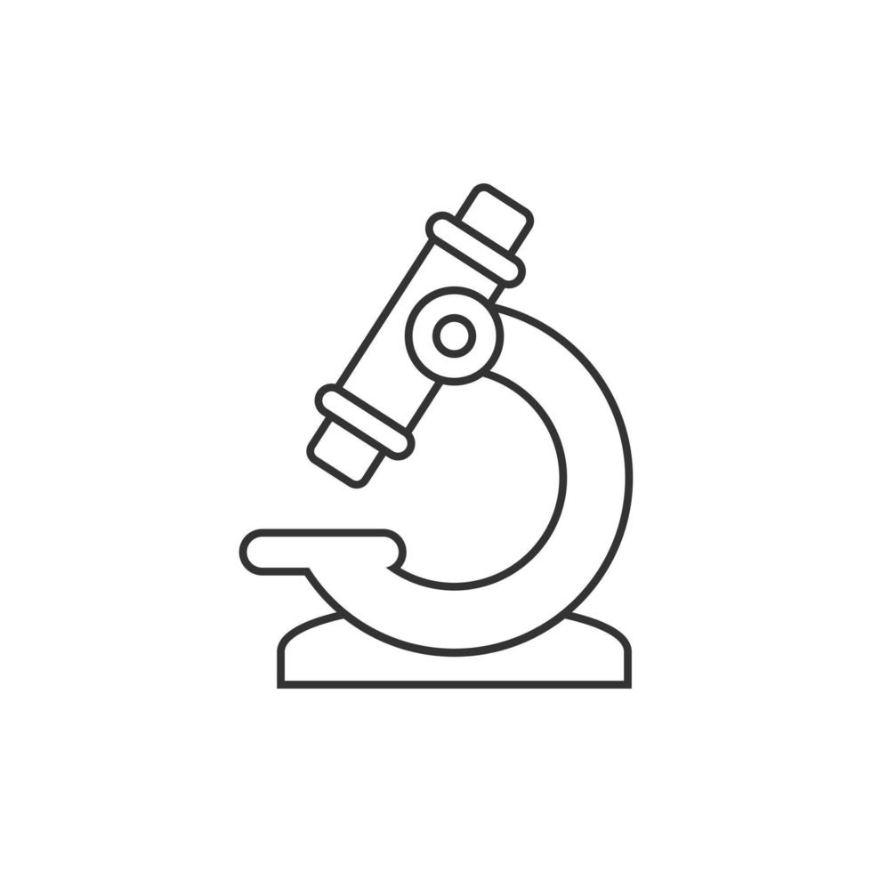 icono de microscopio en estilo plano. Ilustración de vector de lupa de laboratorio sobre fondo aislado. concepto de negocio de signo de instrumento de biología.