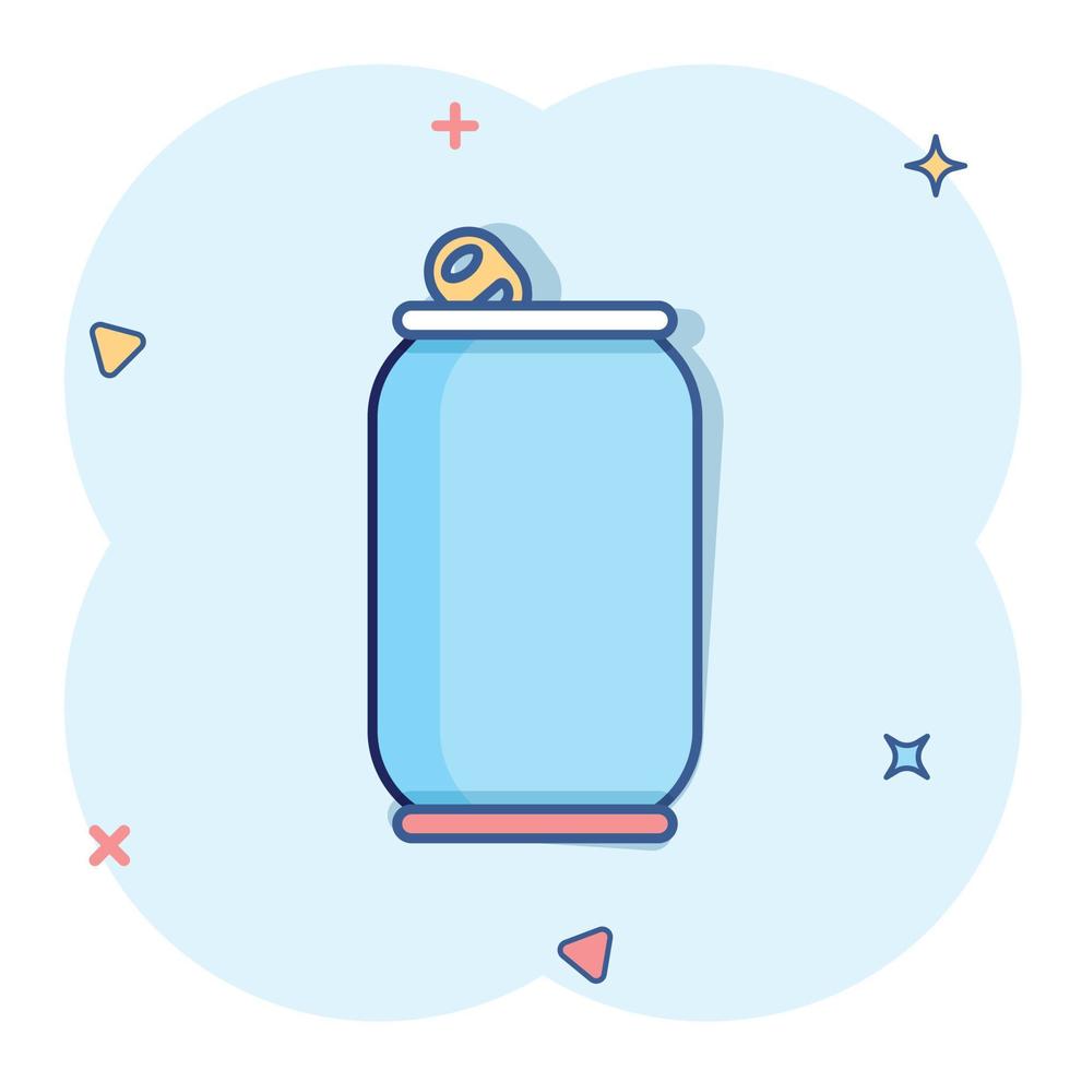 icono de lata de refresco en estilo cómico. bebida botella dibujos animados vector ilustración sobre fondo aislado. concepto de negocio de signo de efecto de salpicadura de bebida.