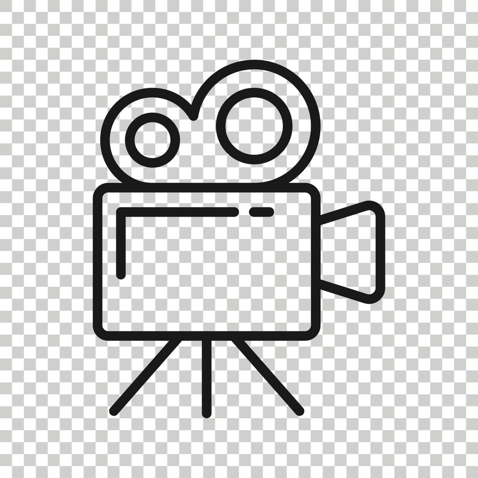 Projector icon in flat style. Cinema camera vector illustration on white isolated background. Movie business concept.