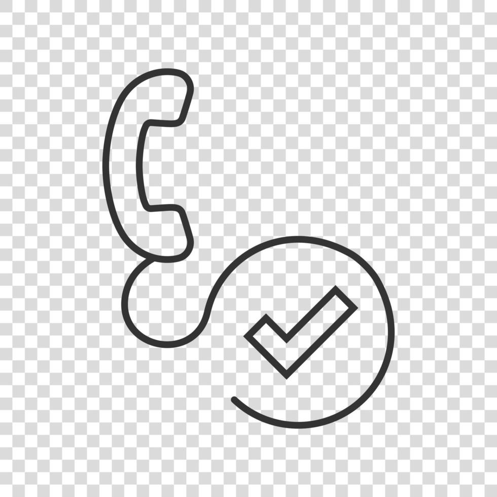 Phone check mark icon in flat style. Smartphone approval vector illustration on white isolated background. Confirm business concept.