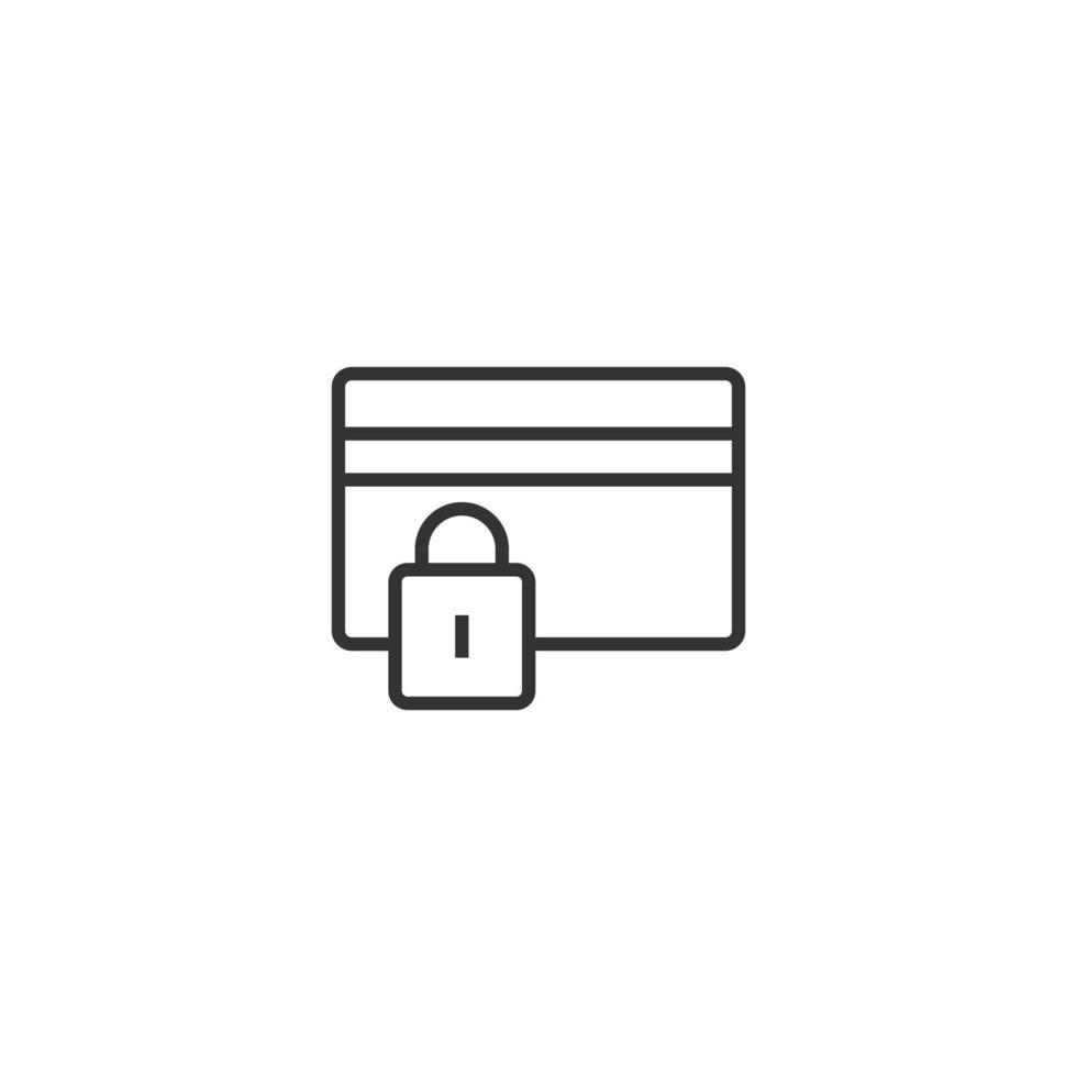 Credit card protection icon in flat style. Safe shopping vector illustration on white isolated background. Commercial padlock business concept.