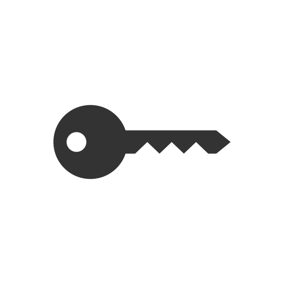 Key icon in flat style. Password vector illustration on white isolated background. Access business concept.