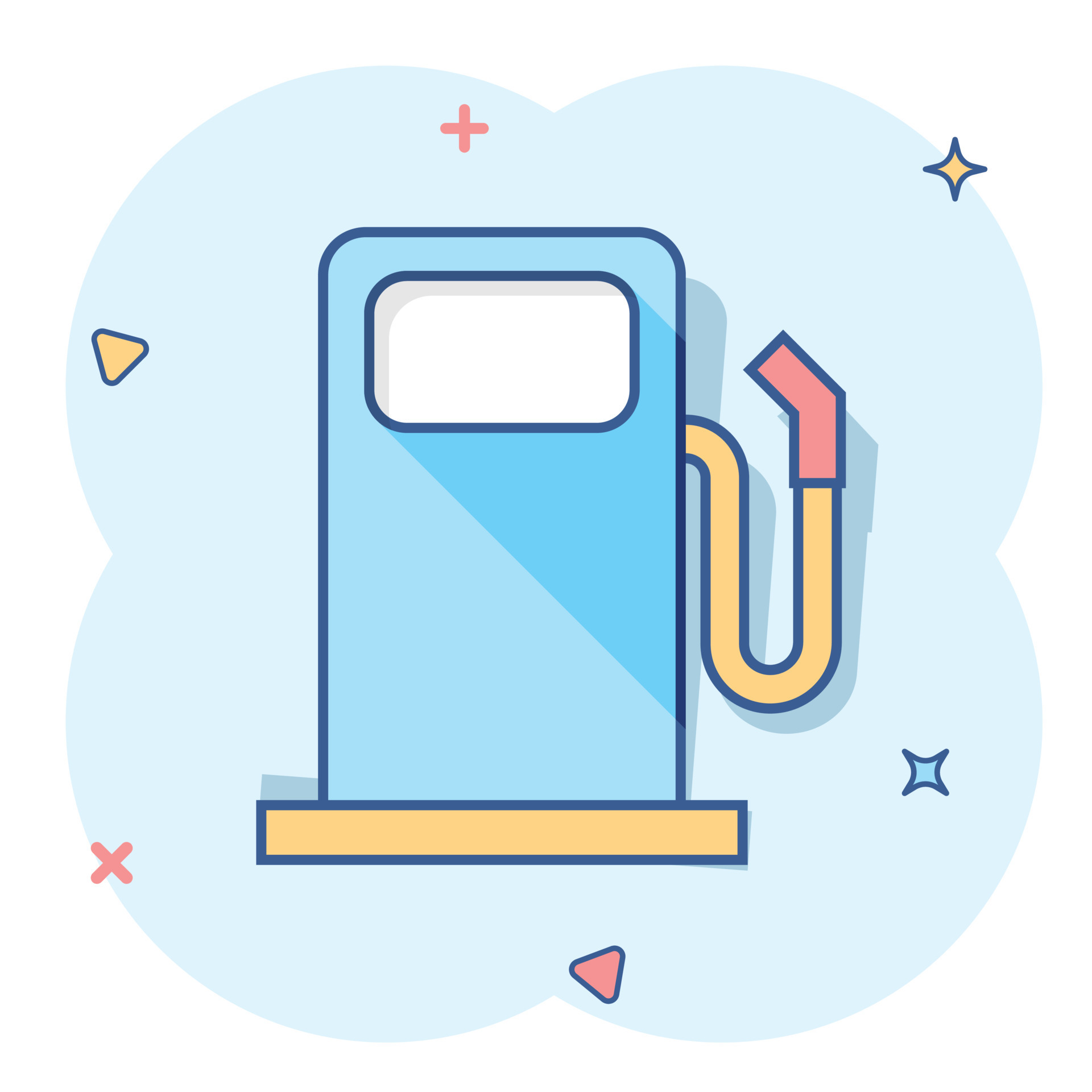 Vector cartoon fuel gas station icon in comic style. Car petrol pump