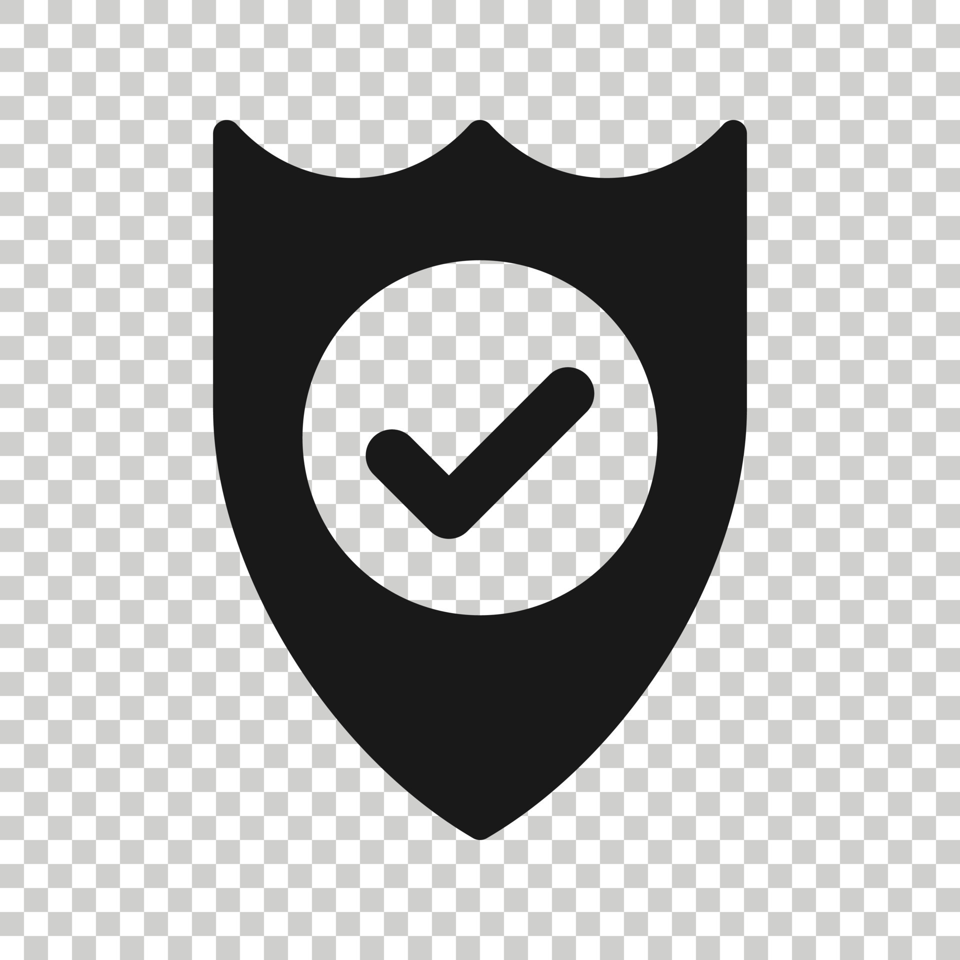 Shield with check mark icon in flat style. Protect vector illustration