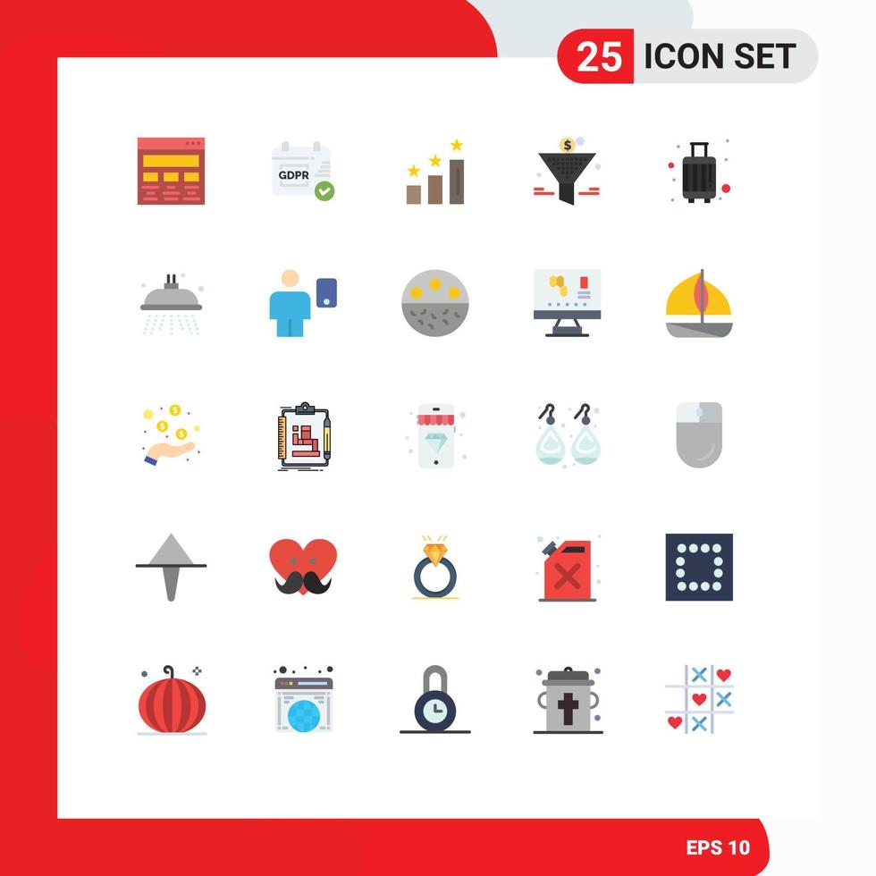 25 iconos creativos, signos y símbolos modernos del retorno de la inversión de los logros, filtro de ganancia porcentual, elementos de diseño vectorial editables vector