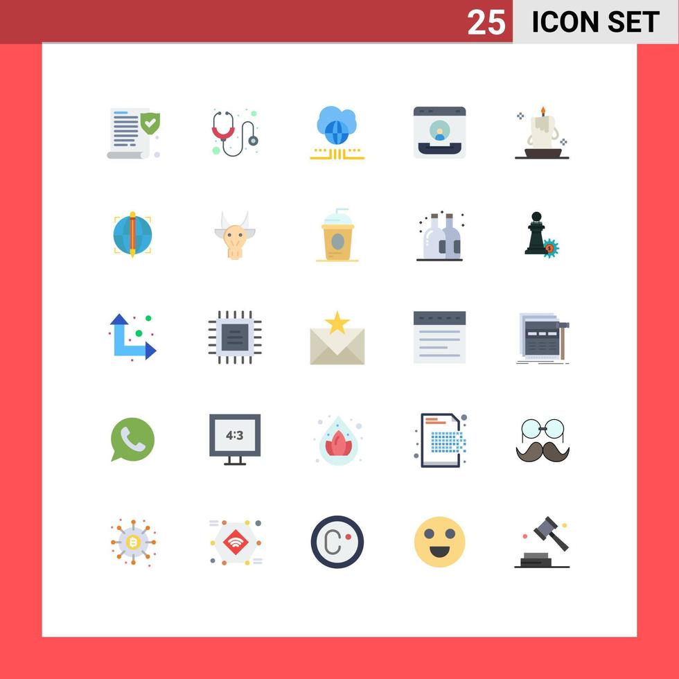 User Interface Pack of 25 Basic Flat Colors of candle help marketing contact center Editable Vector Design Elements
