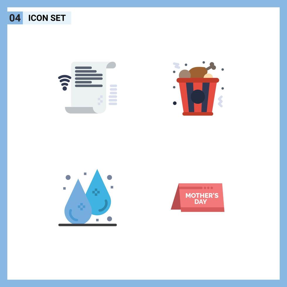 User Interface Pack of 4 Basic Flat Icons of data humidity wifi food water Editable Vector Design Elements