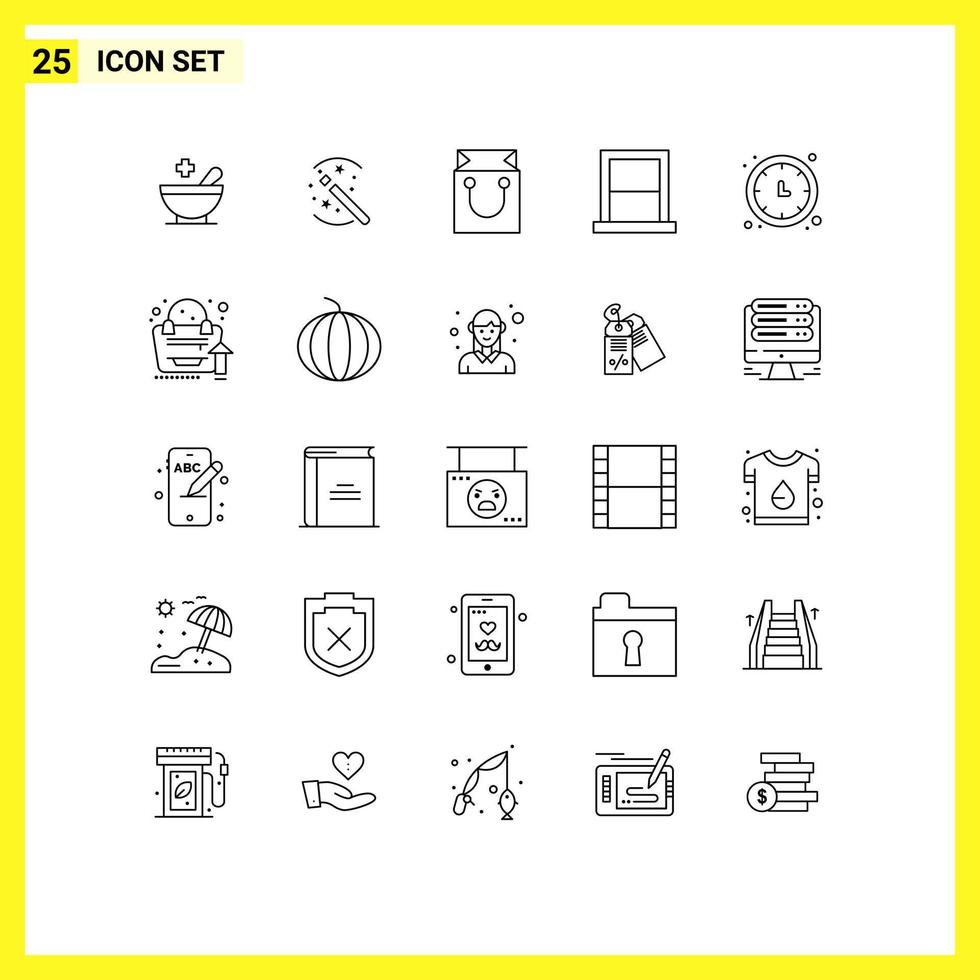 Modern Set of 25 Lines and symbols such as time household cart home bedroom Editable Vector Design Elements