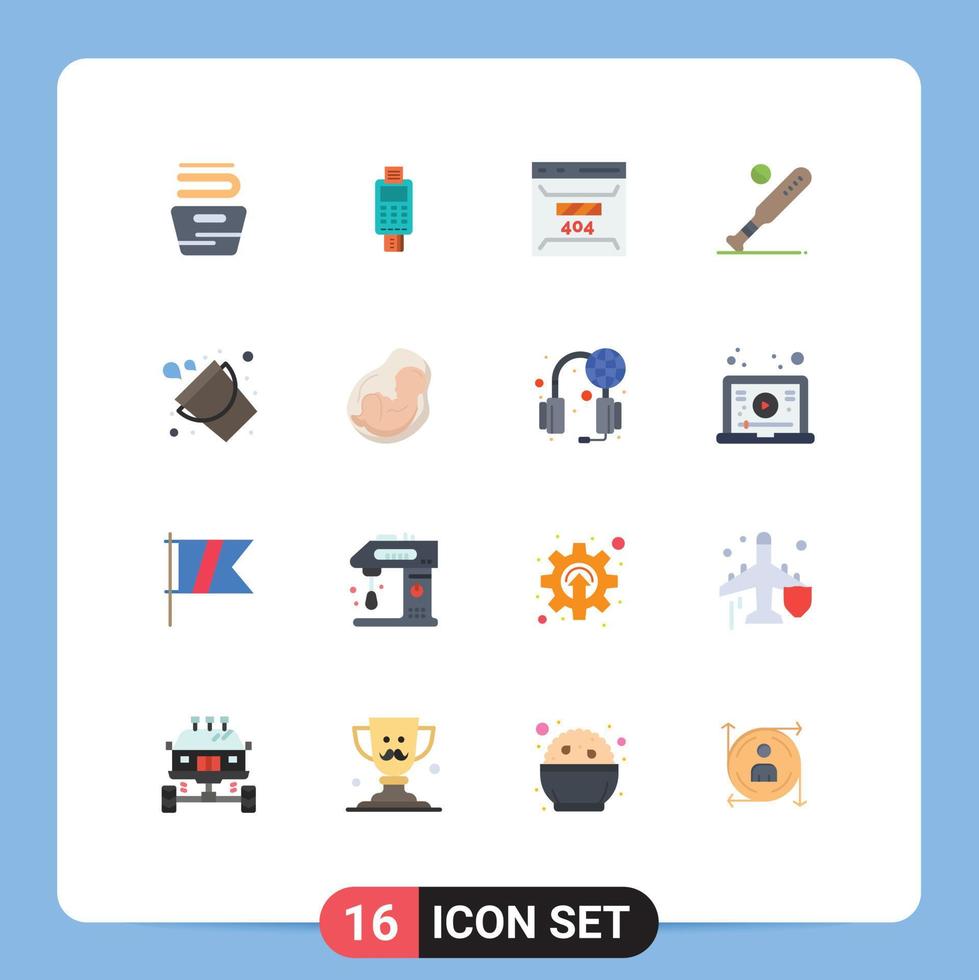 Pictogram Set of 16 Simple Flat Colors of baseball site credit card page development Editable Pack of Creative Vector Design Elements