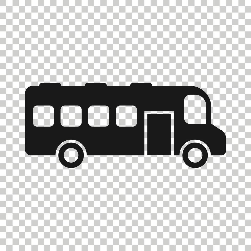 Bus icon in flat style. Coach vector illustration on white isolated background. Autobus vehicle business concept.