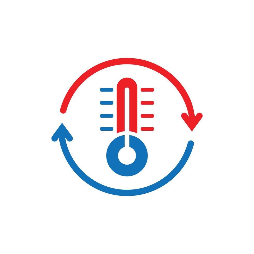 Thermometer climate control icon in flat style. Meteorology balance vector illustration on white isolated background. Hot, cold temperature business concept.