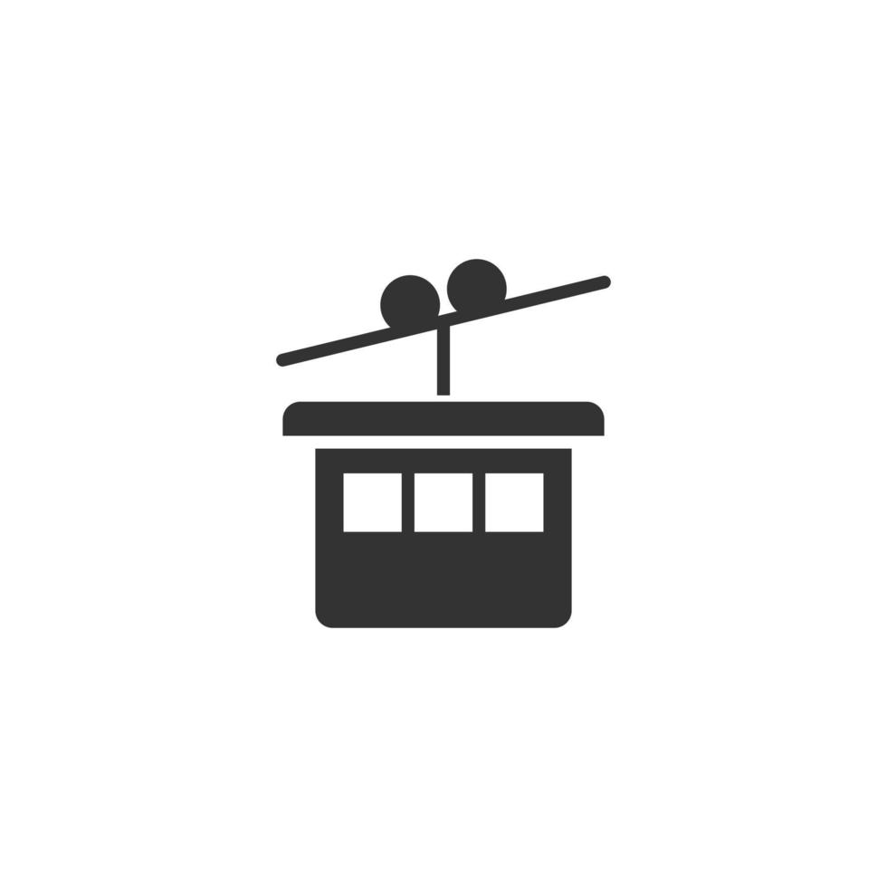 Cable car icon in flat style. Elevator cabin vector illustration on white isolated background. Cableway business concept.