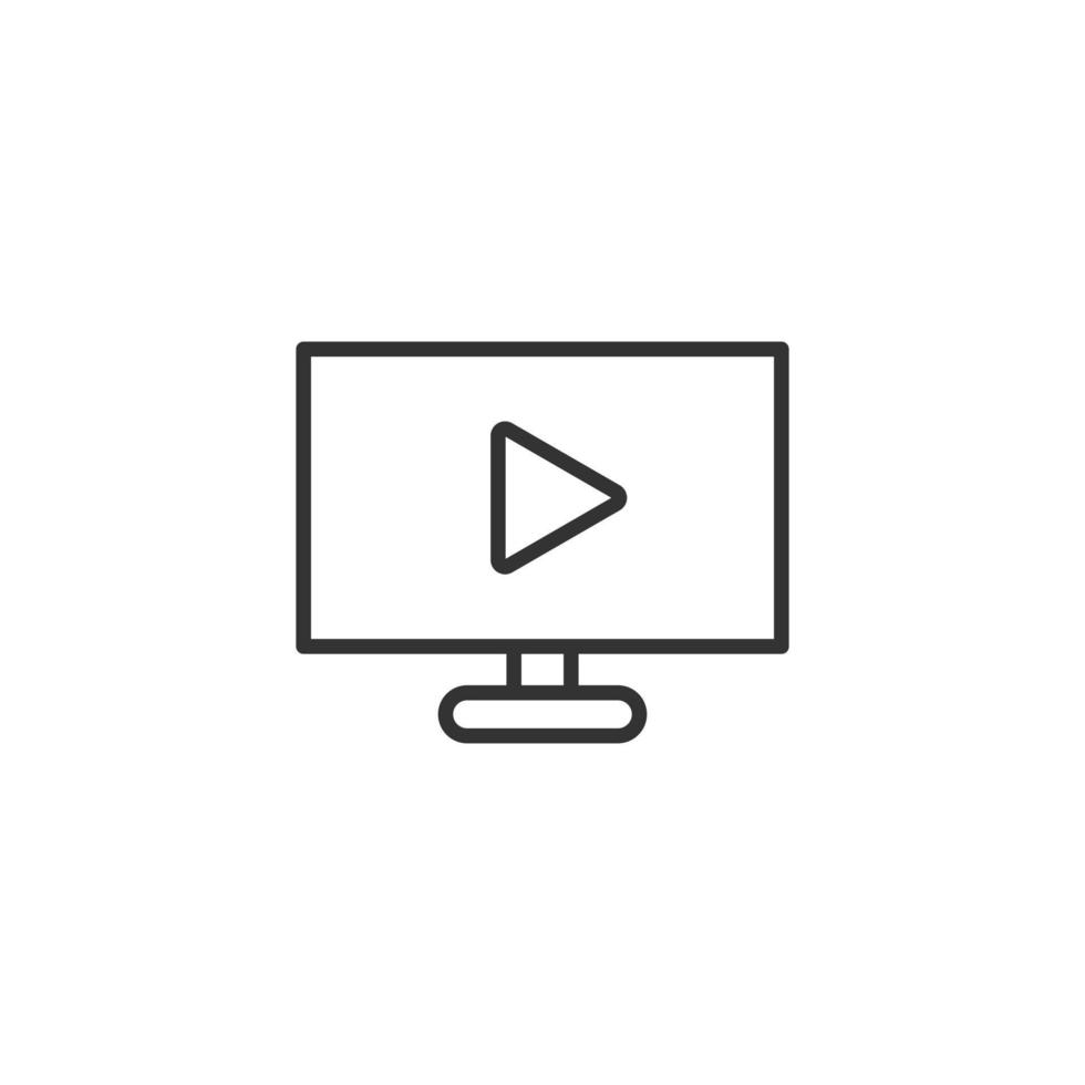 Tv screen icon in flat style. Video vector illustration on white isolated background. Computer monitor business concept.