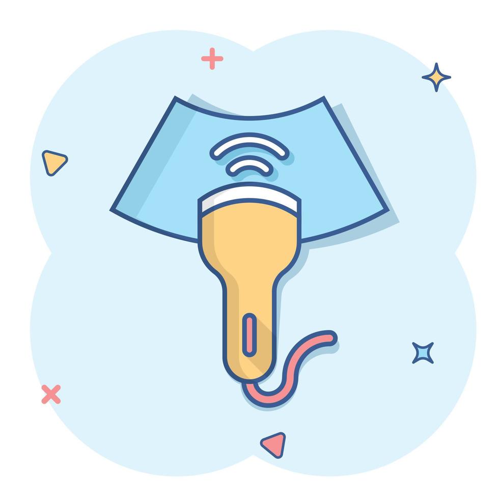 Ultrasound icon in comic style. Scanner equipment cartoon vector