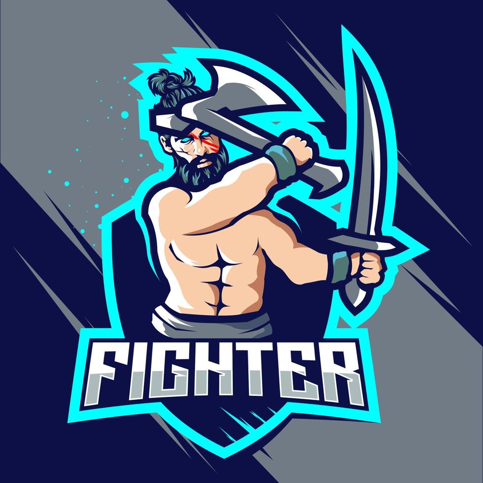 Fighter esport logo design vector