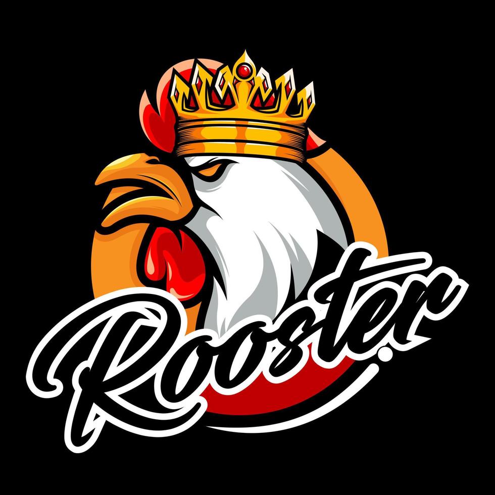 logotipo de la mascota del rey gallo enojado vector