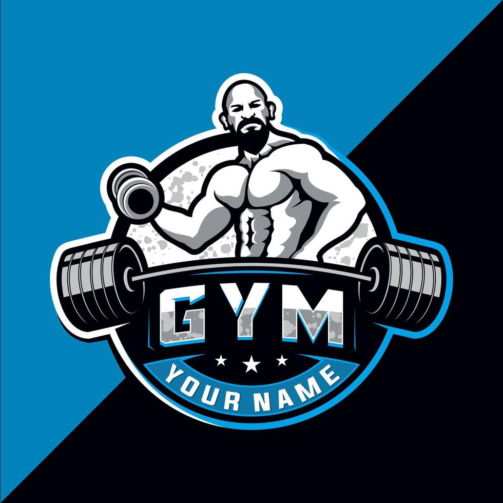 Bodybuilding and gym esport logo design vector