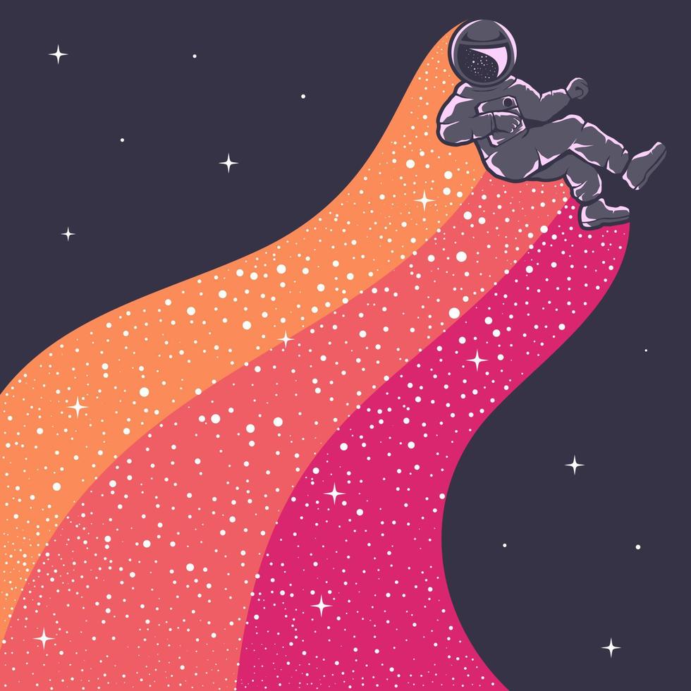 astronauta divirtiéndose hermosa ilustración de diseño con colores cálidos vector