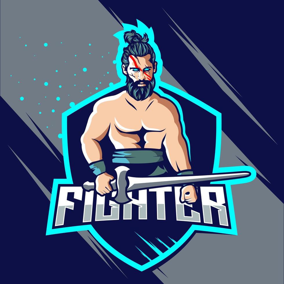 Fighter esport logo design vector