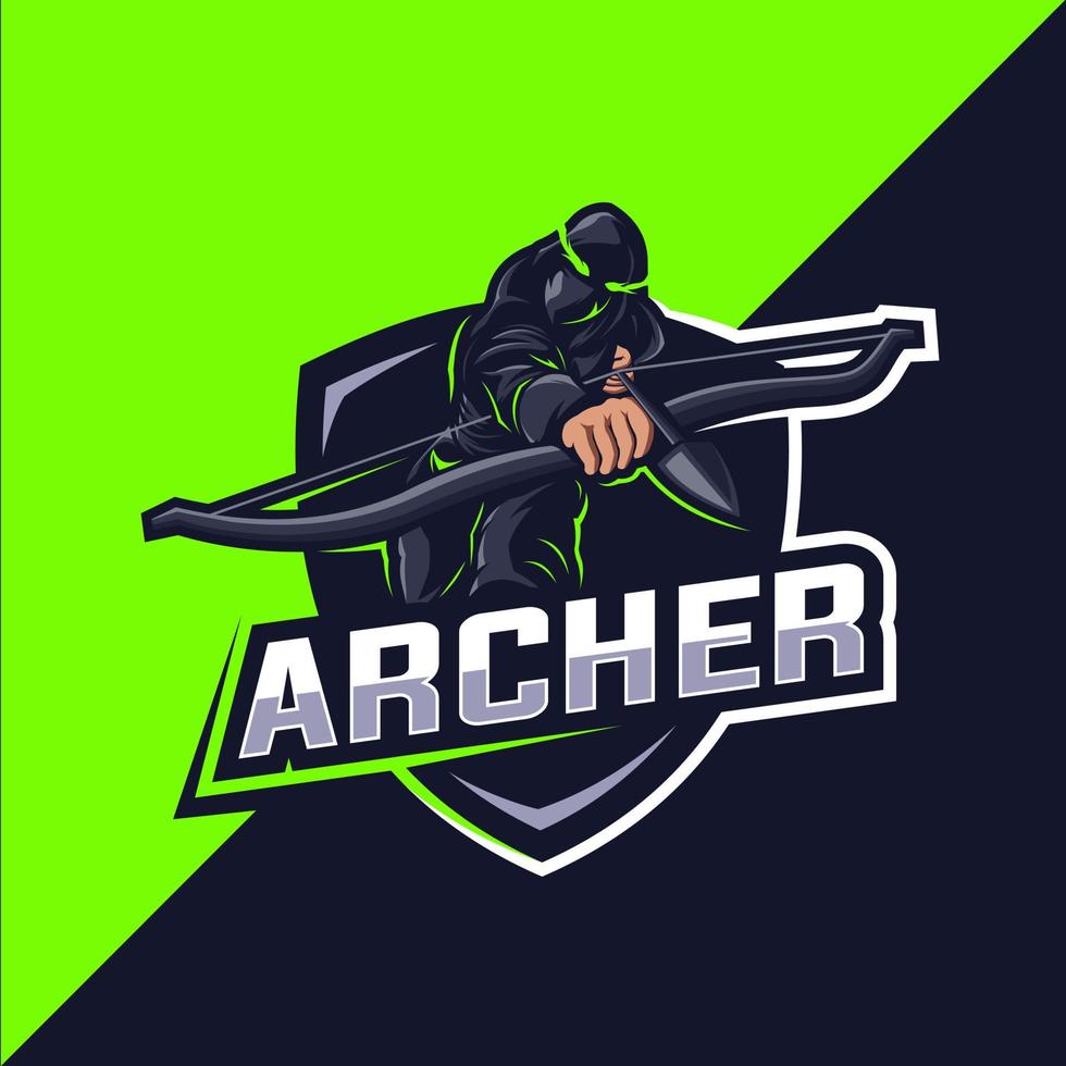 Archer green esport mascot logo vector