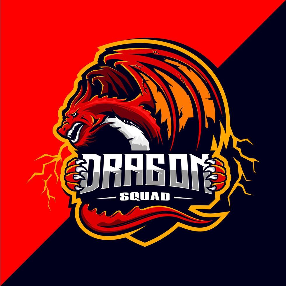 diseño de logotipo de mascota de esport de escuadrón de dragones vector