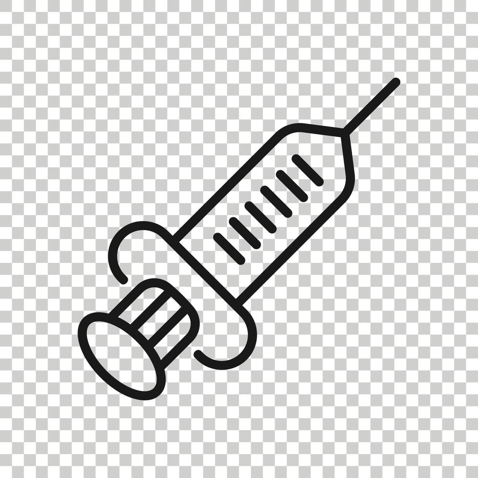 Syringe icon in flat style. Inject needle vector illustration on white isolated background. Drug dose business concept.