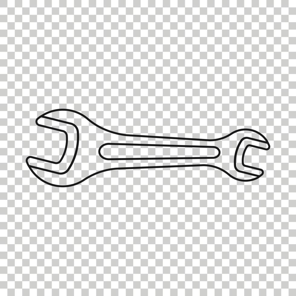 Wrench icon in flat style. Spanner key vector illustration on white isolated background. Repair equipment business concept.