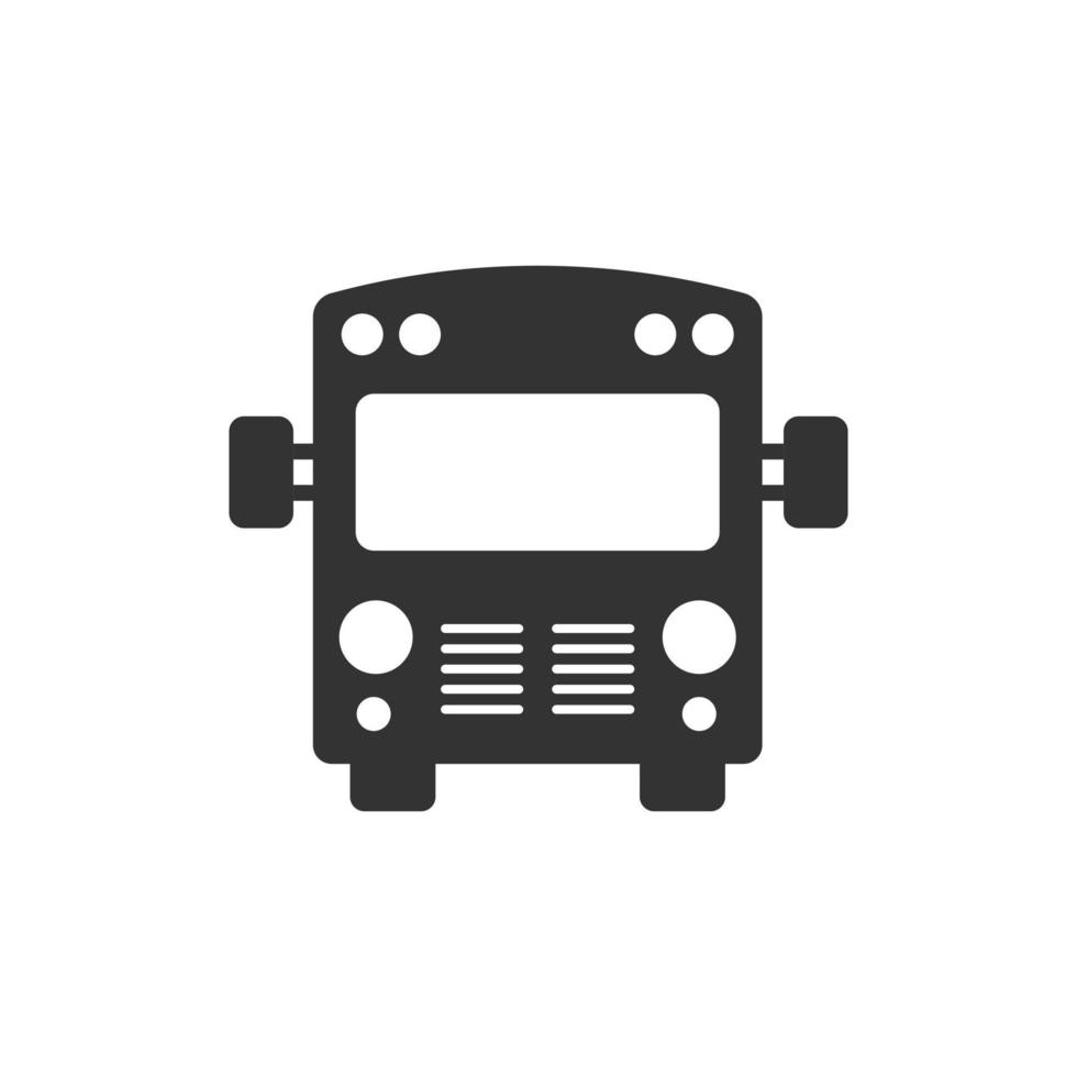 Bus icon in flat style. Coach car vector illustration on white isolated background. Autobus business concept.