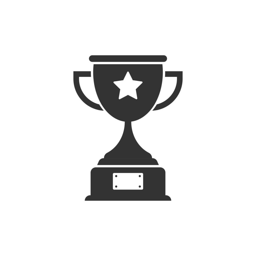 Trophy cup icon in flat style. Goblet prize vector illustration on isolated background. Award sign business concept.