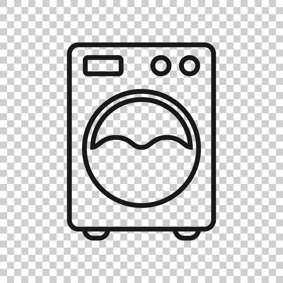 Washing machine icon in flat style. Washer vector illustration on white isolated background. Laundry business concept.