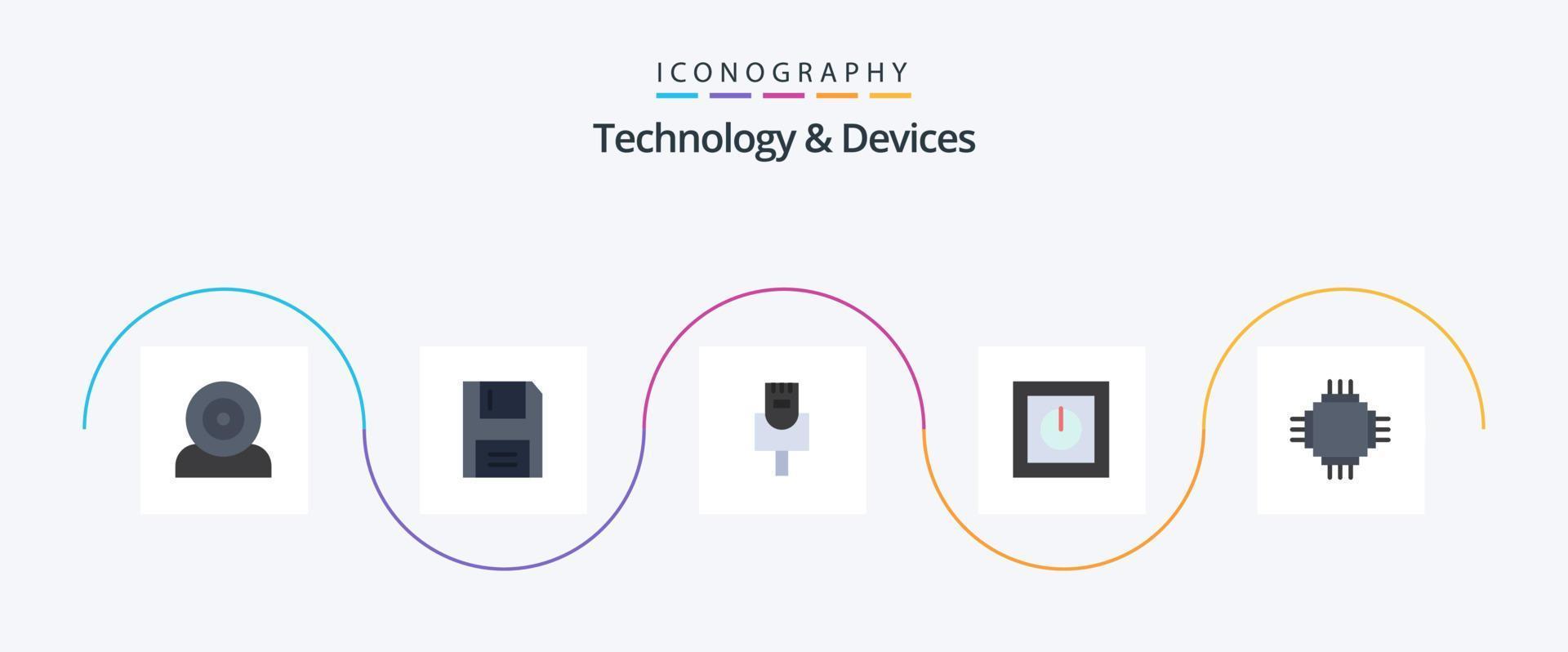 Devices Flat 5 Icon Pack Including chip. safe. floppy. products. devices vector