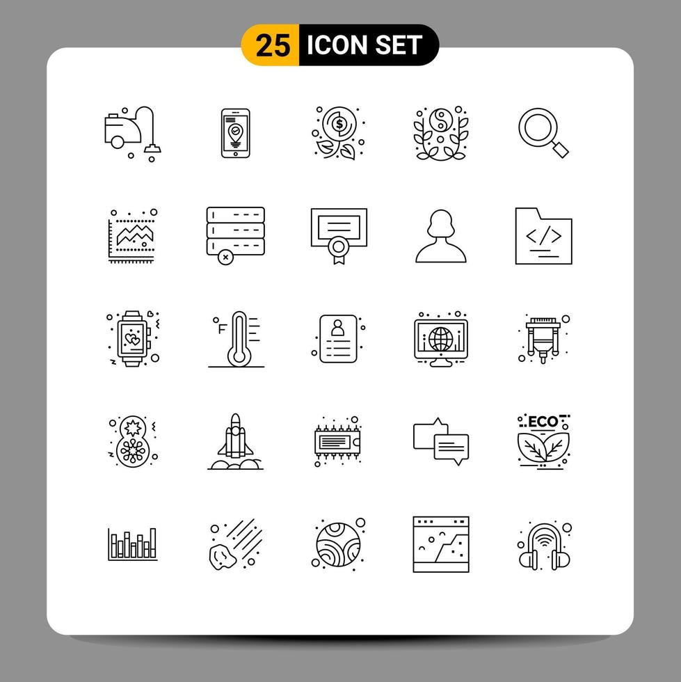 Pack of 25 creative Lines of general yin yang budget year lunar Editable Vector Design Elements