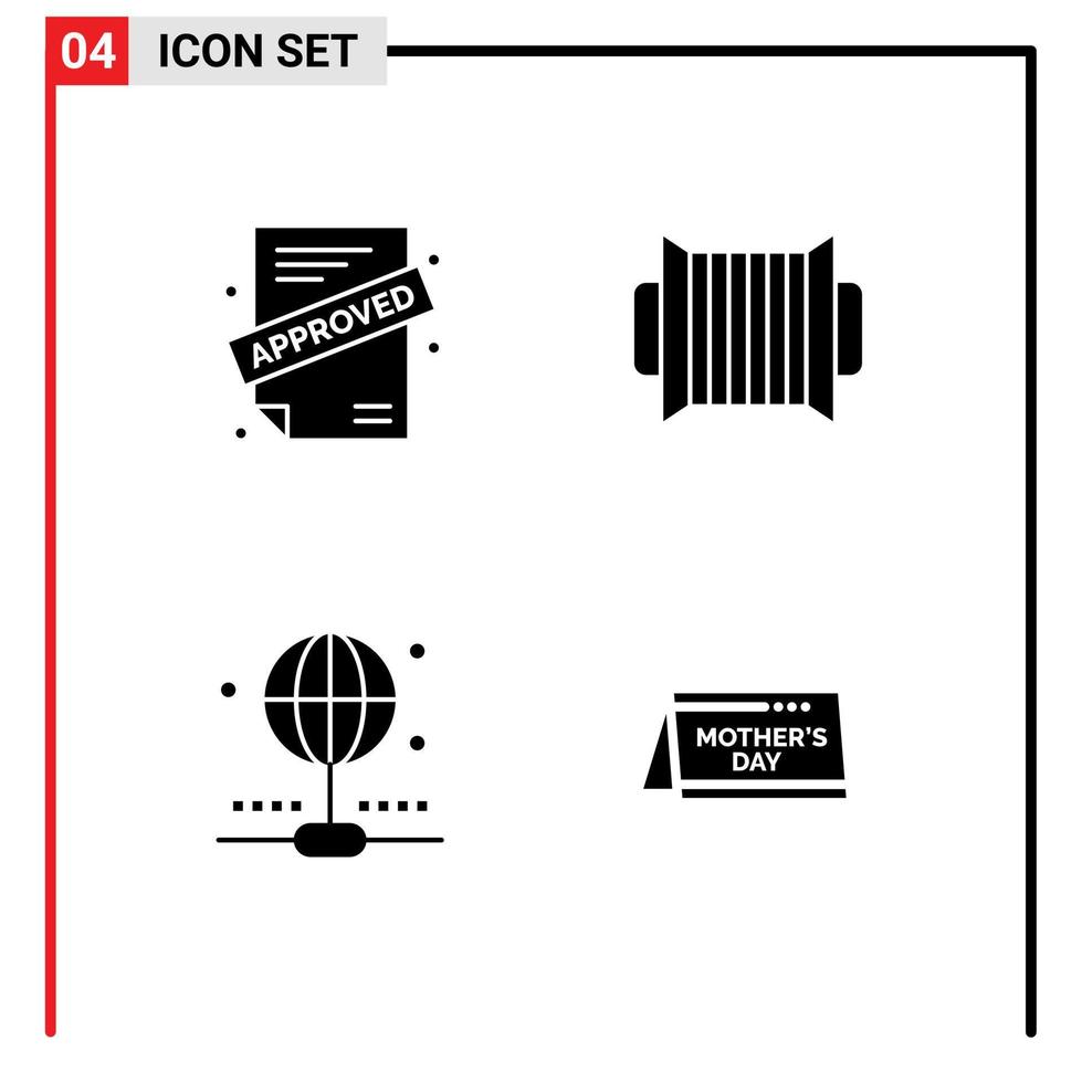 4 Thematic Vector Solid Glyphs and Editable Symbols of application share accordion music day Editable Vector Design Elements