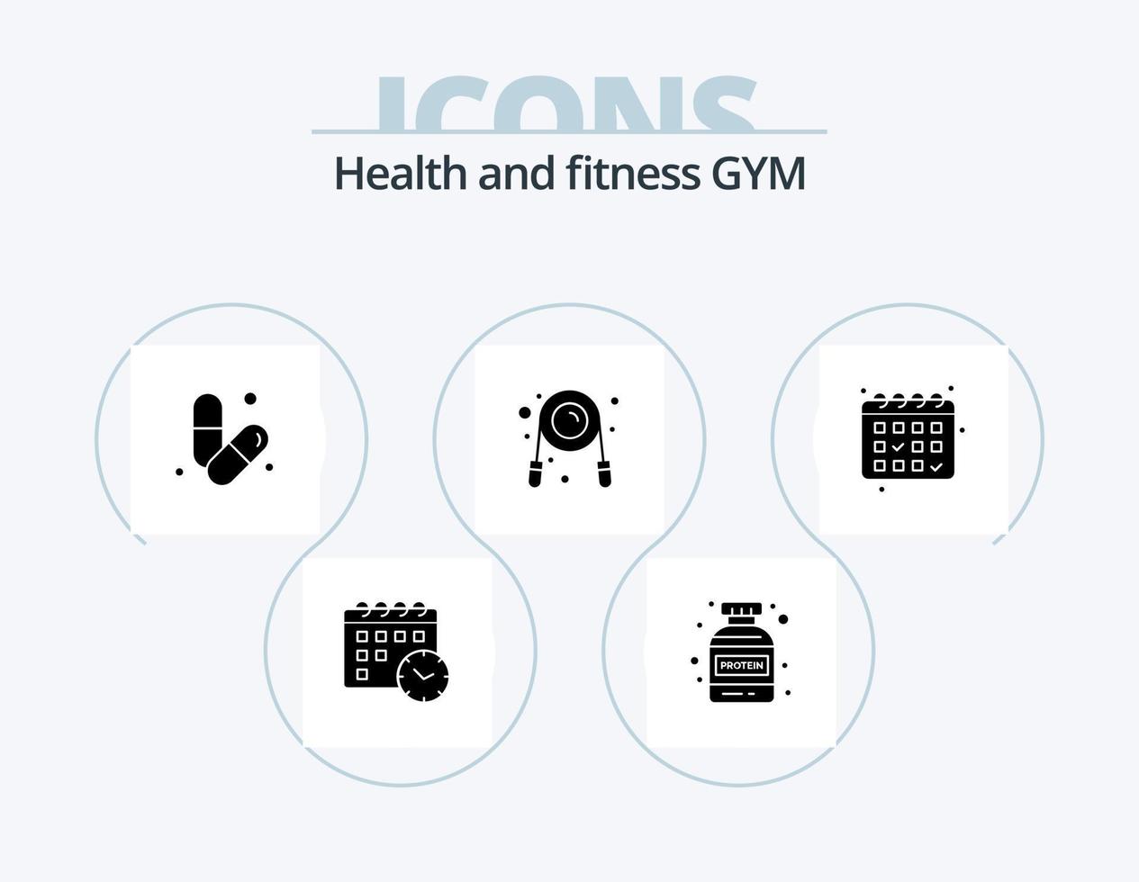 paquete de iconos de glifos de gimnasio 5 diseño de iconos. fecha. gimnasia. salud. gimnasia. aptitud física vector