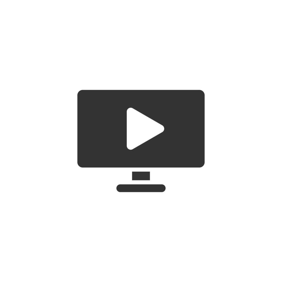 Tv screen icon in flat style. Video vector illustration on white isolated background. Computer monitor business concept.