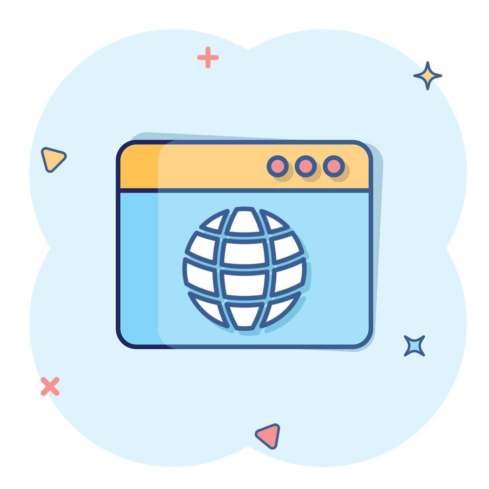 Website domain icon in comic style. Global internet address 