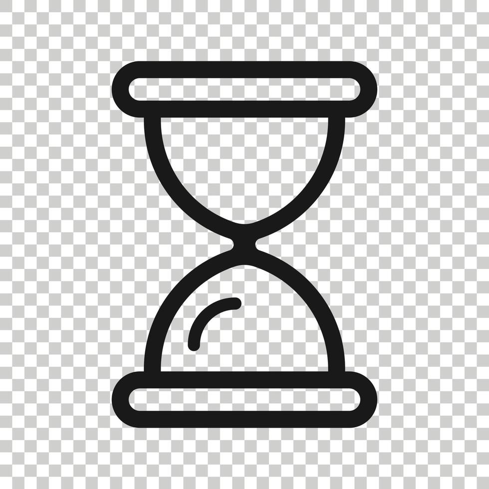 Hourglass icon in flat style. Sandglass vector illustration on white isolated background. Clock business concept.