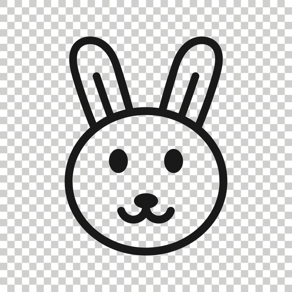 icono de conejo en estilo plano. Ilustración de vector de conejito sobre fondo blanco aislado. feliz concepto de negocio de Pascua.