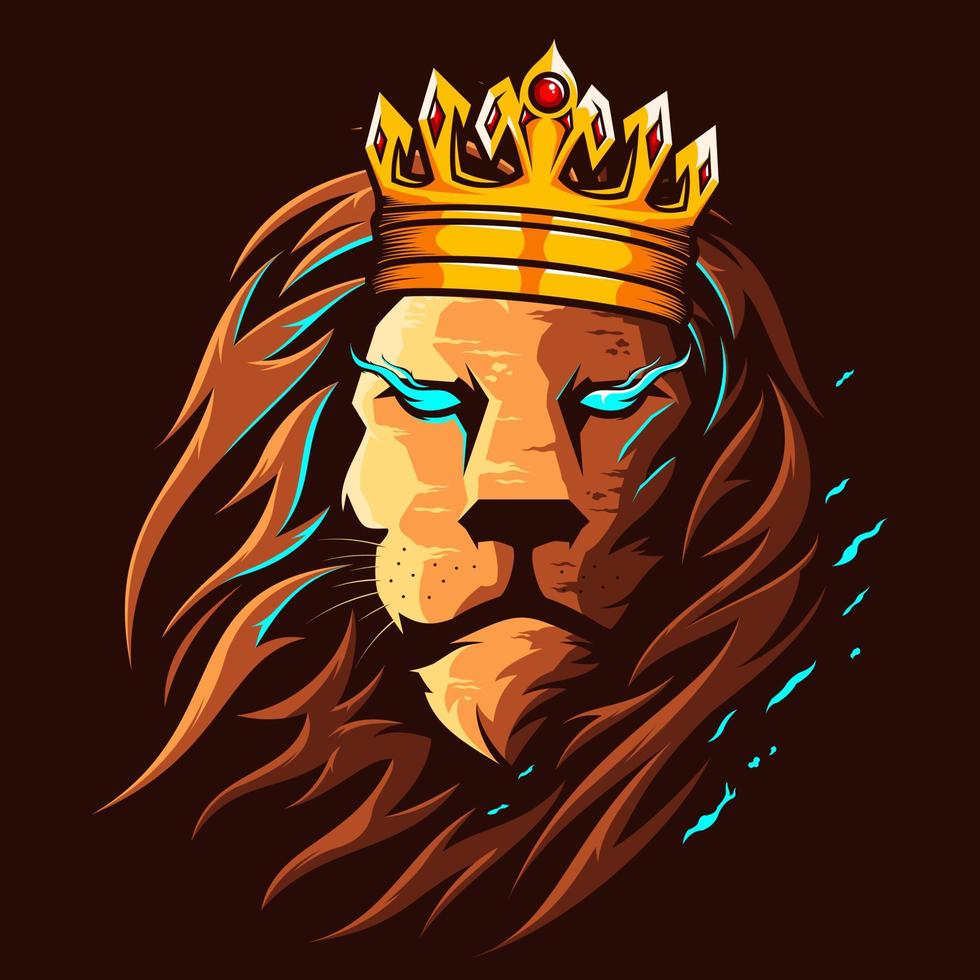 Lion king full color illustration logo vector