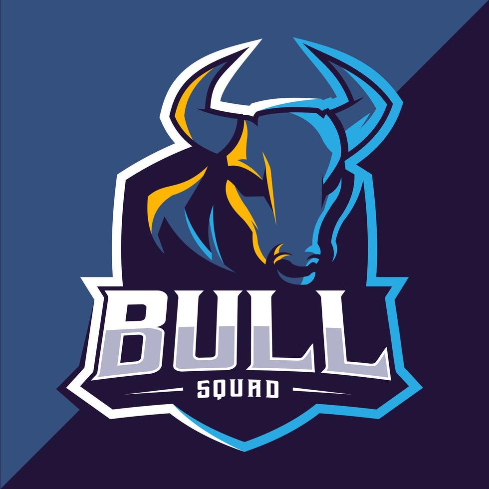Bull mascot esport logo design vector