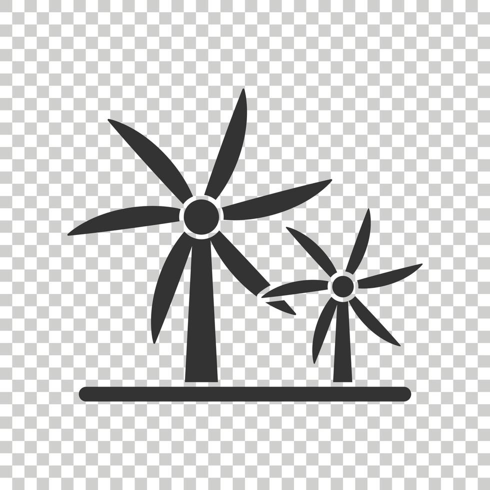 Wind power plant icon in flat style. Turbine vector illustration on white isolated background. Air energy sign business concept.