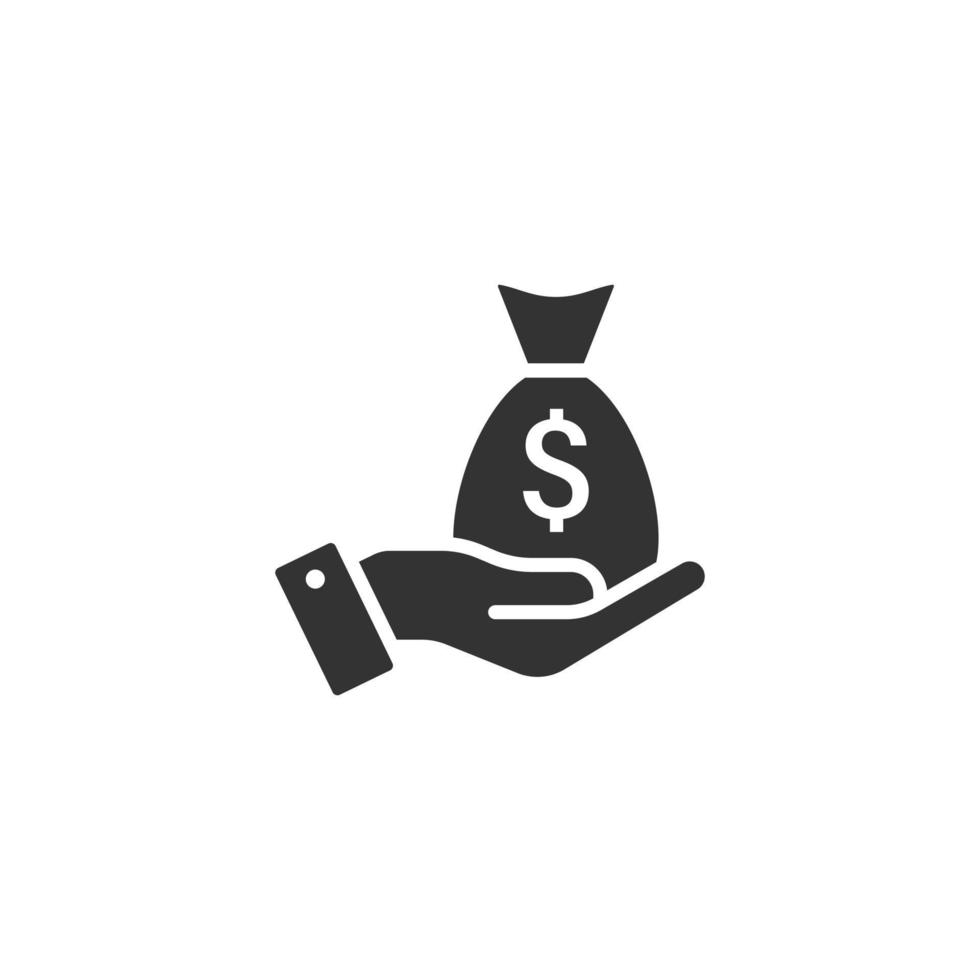 Remuneration icon in flat style. Money in hand vector illustration on white isolated background. Banknote payroll business concept.