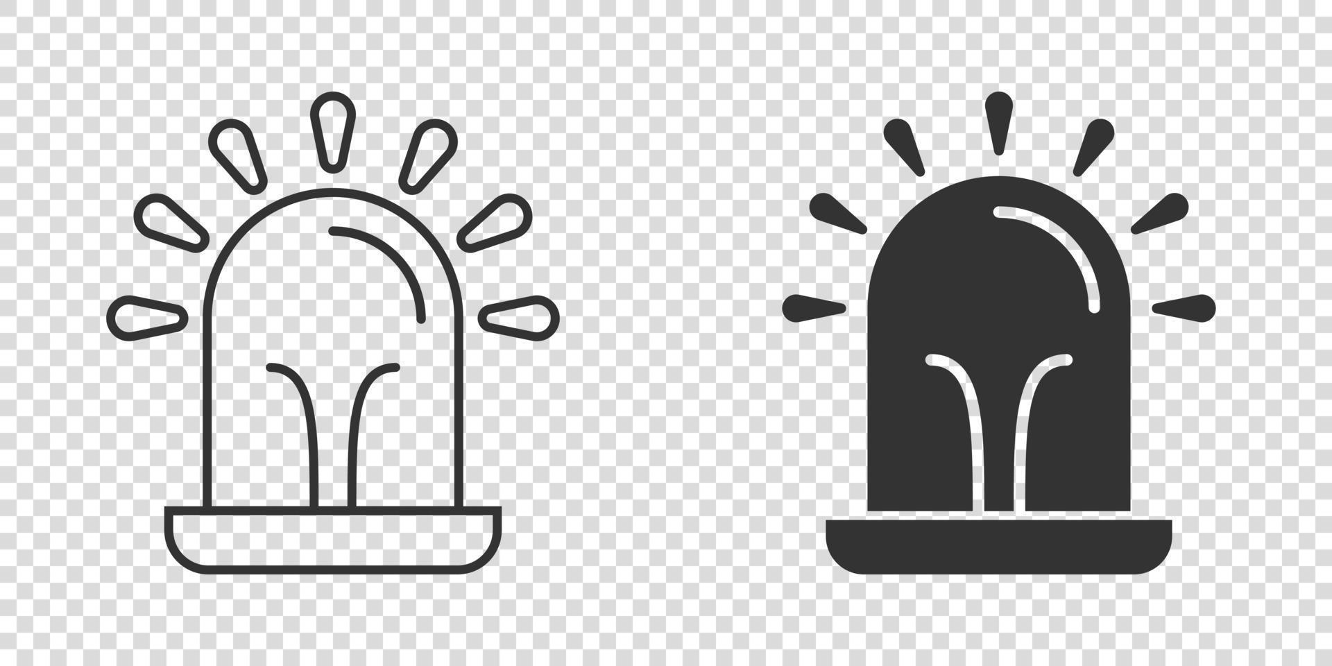 Emergency alarm icon in flat style. Alert lamp vector illustration on isolated background. Police urgency sign business concept.