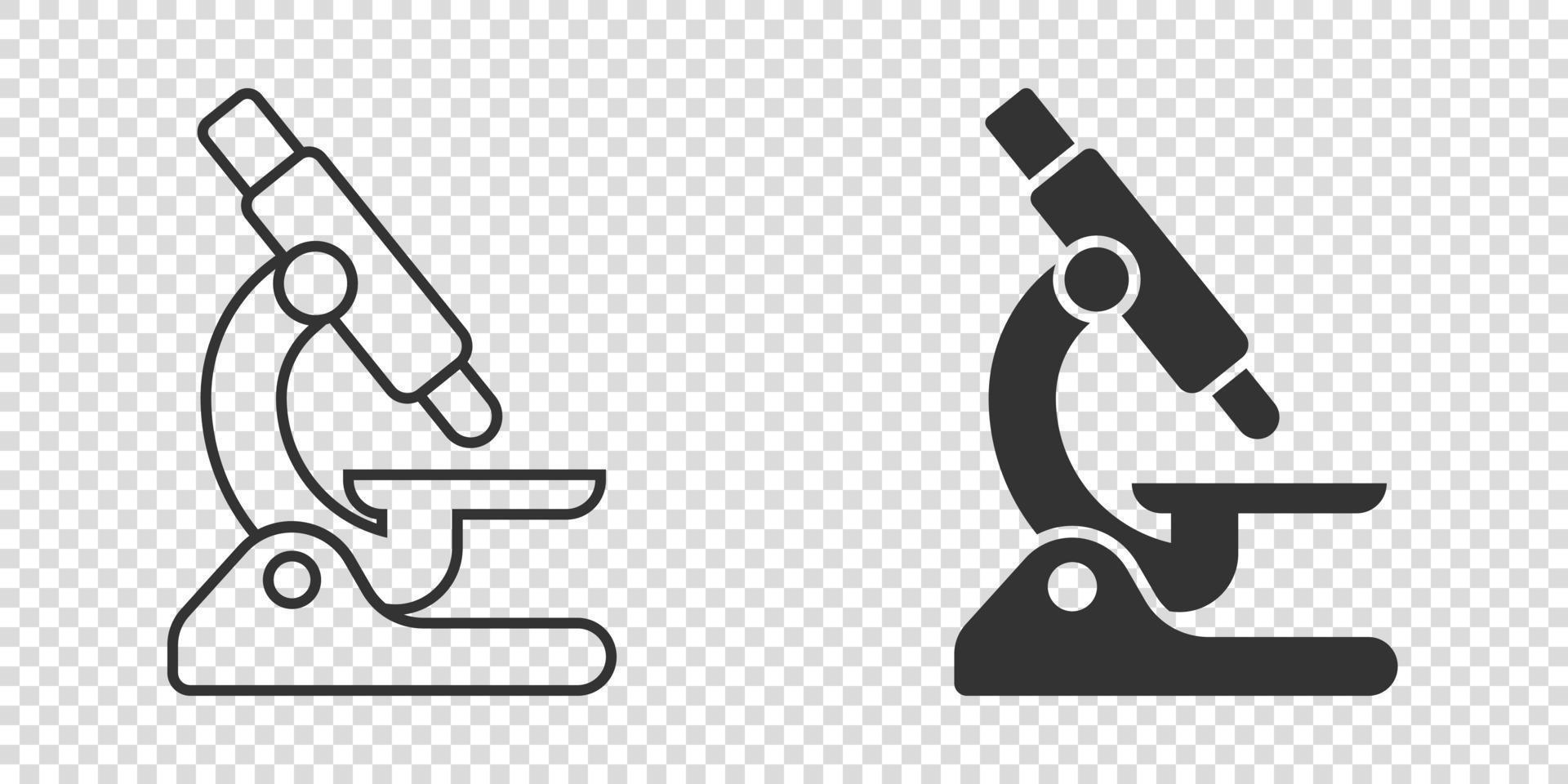 Microscope icon in flat style. Laboratory magnifier vector illustration on isolated background. Biology instrument sign business concept.