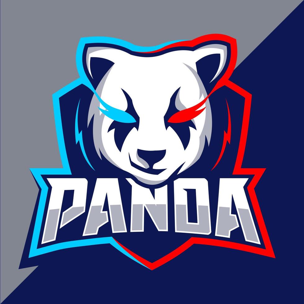 Panda mascot esport logo design vector