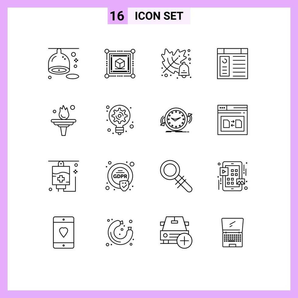 16 User Interface Outline Pack of modern Signs and Symbols of training education education career page Editable Vector Design Elements