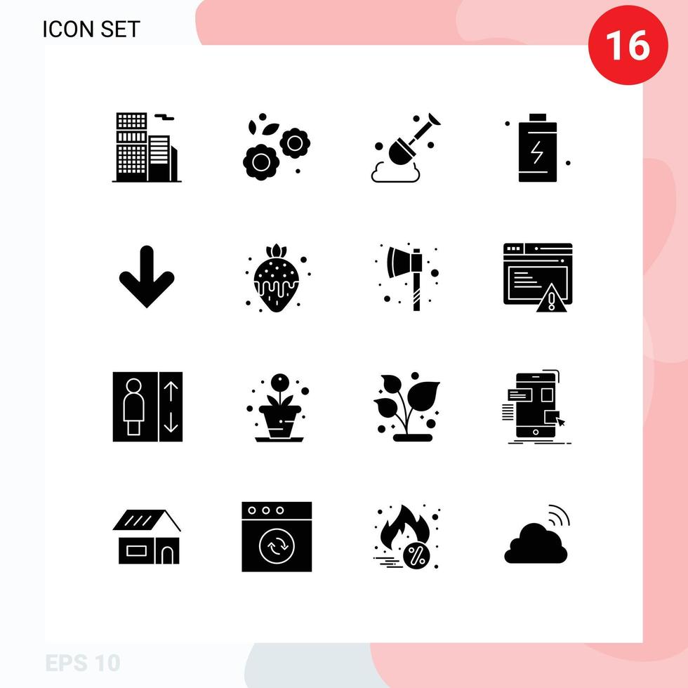 16 Creative Icons Modern Signs and Symbols of down energy construction charging cell Editable Vector Design Elements