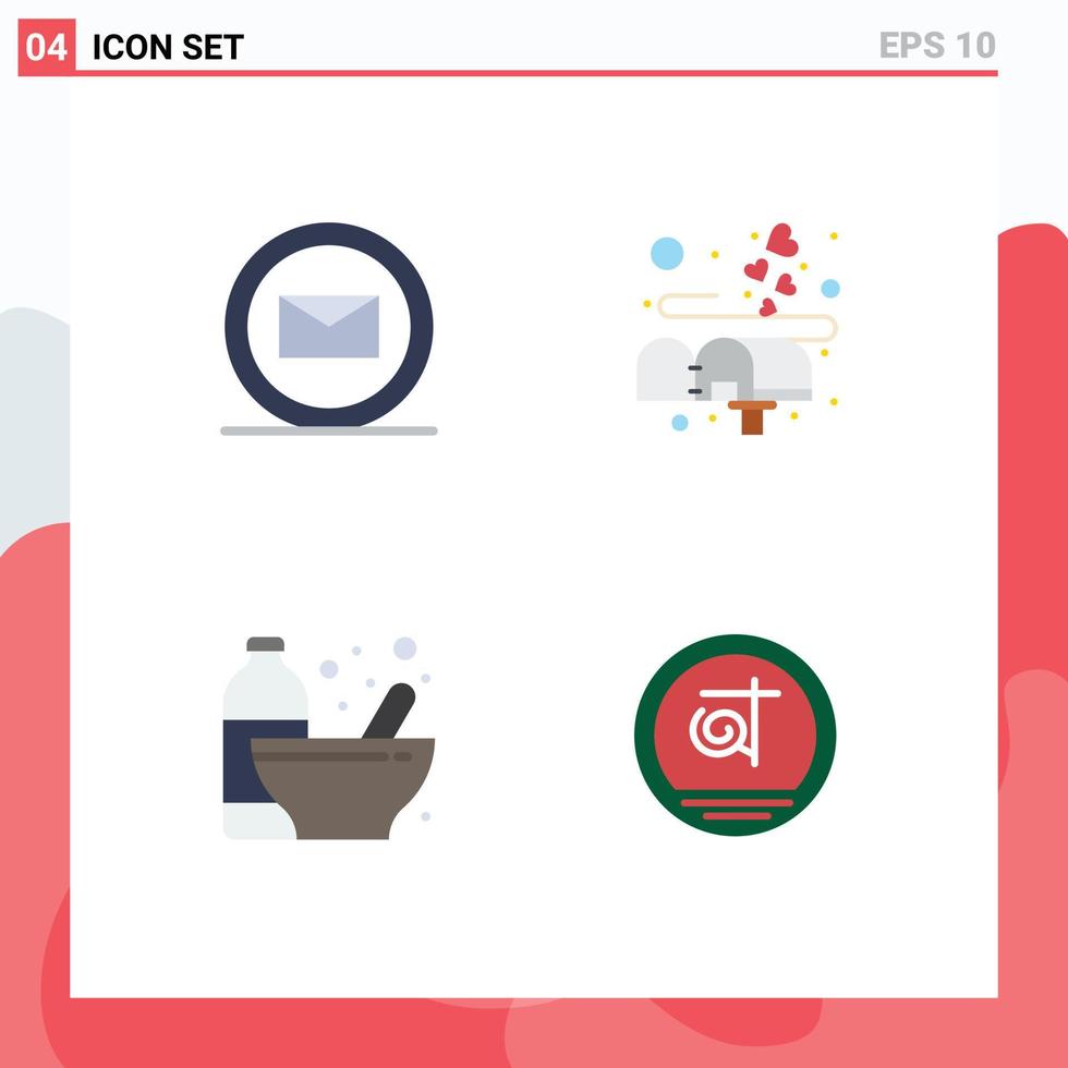 Modern Set of 4 Flat Icons and symbols such as email diet box mail protein Editable Vector Design Elements