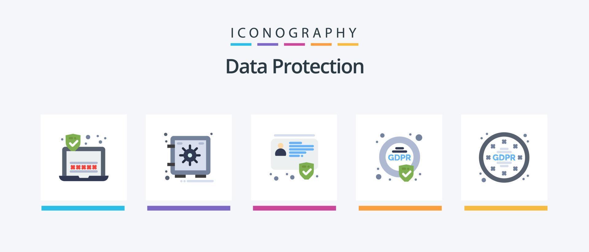 Data Protection Flat 5 Icon Pack Including regulations. gdpr. badge. gdpr. compliance. Creative Icons Design vector