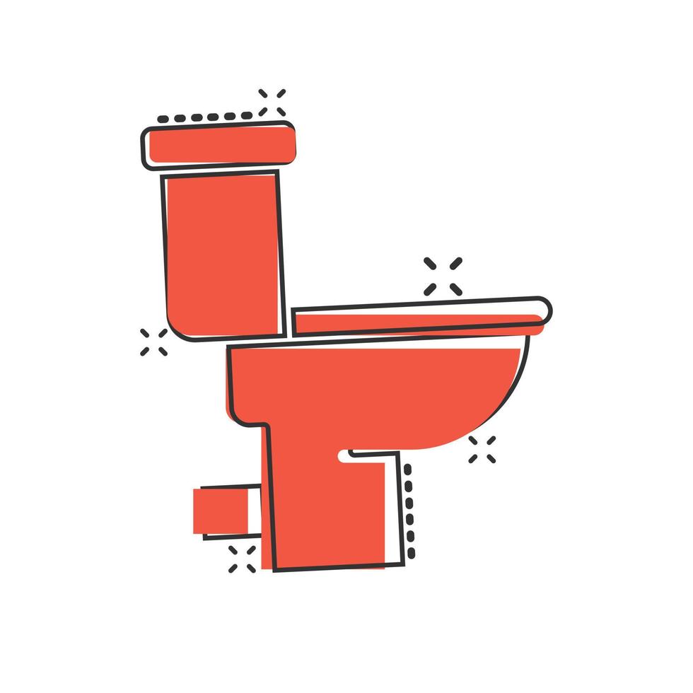 Toilet bowl icon in comic style. Hygiene cartoon vector illustration on isolated background. WC restroom splash effect sign business concept.